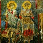 Великомученики Георгий Победоносец и Димитрий Солунский.